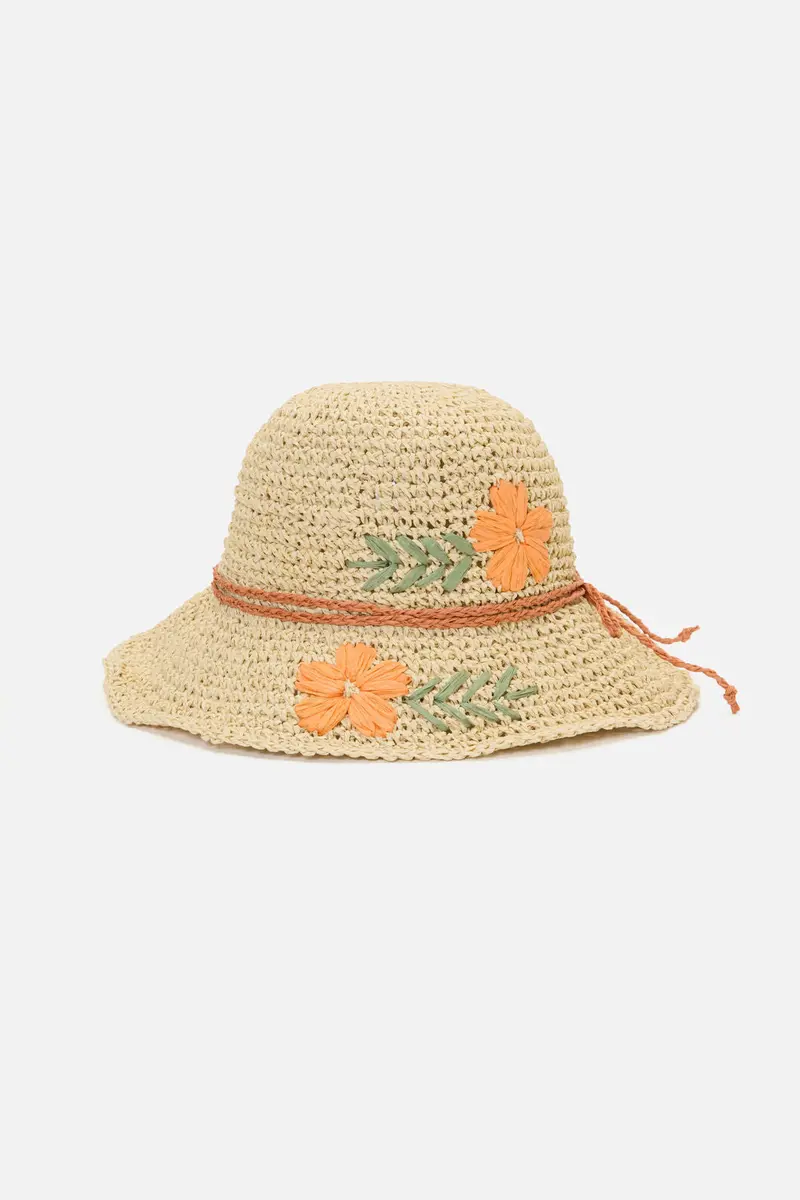 Daisy Embroidered Straw Hat 1