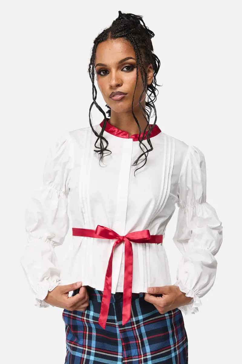 Dame Long Sleeve Ribbon Blouse 1