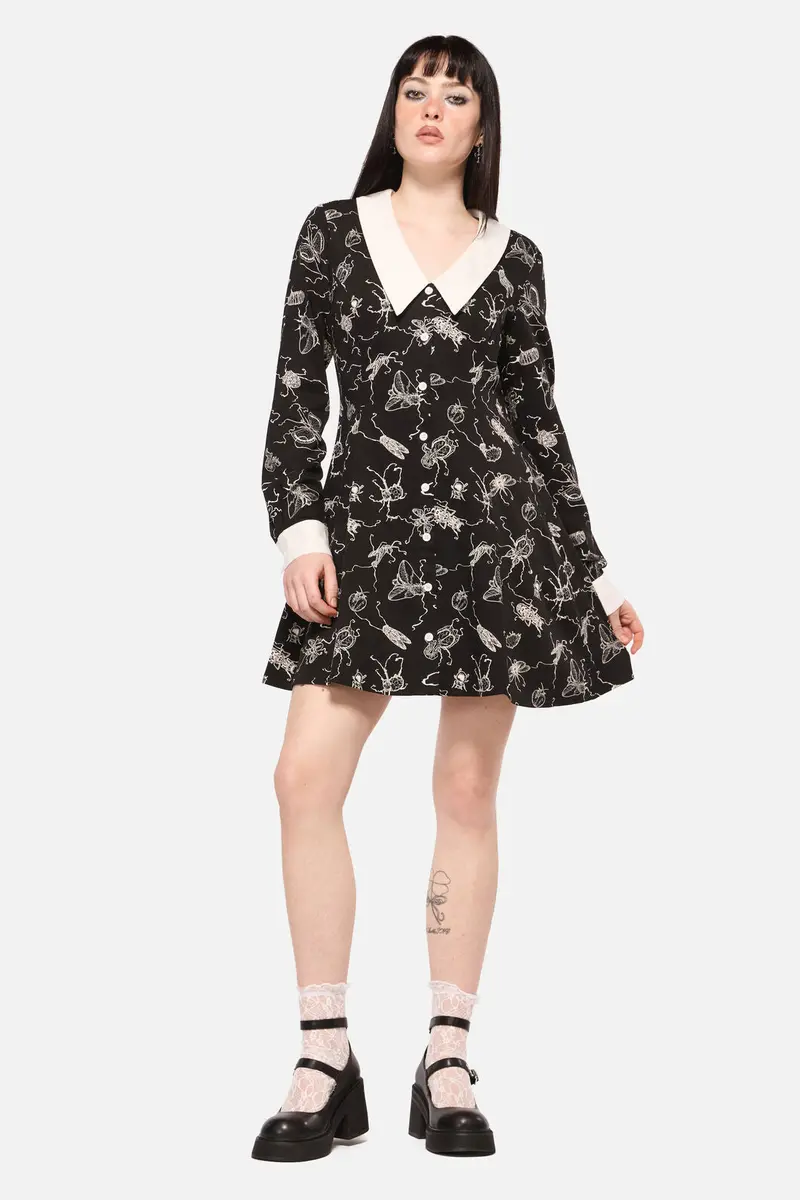 Dark Pieridae Print Long Sleeve Dress 1