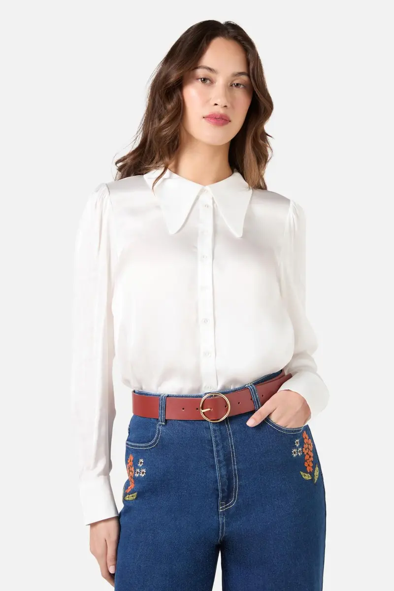 Dark Red Circle Buckle Belt 1