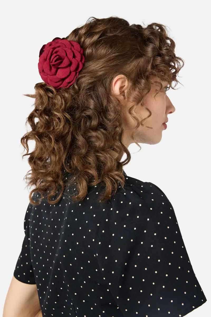 Dark Red Rose Claw Clip 1