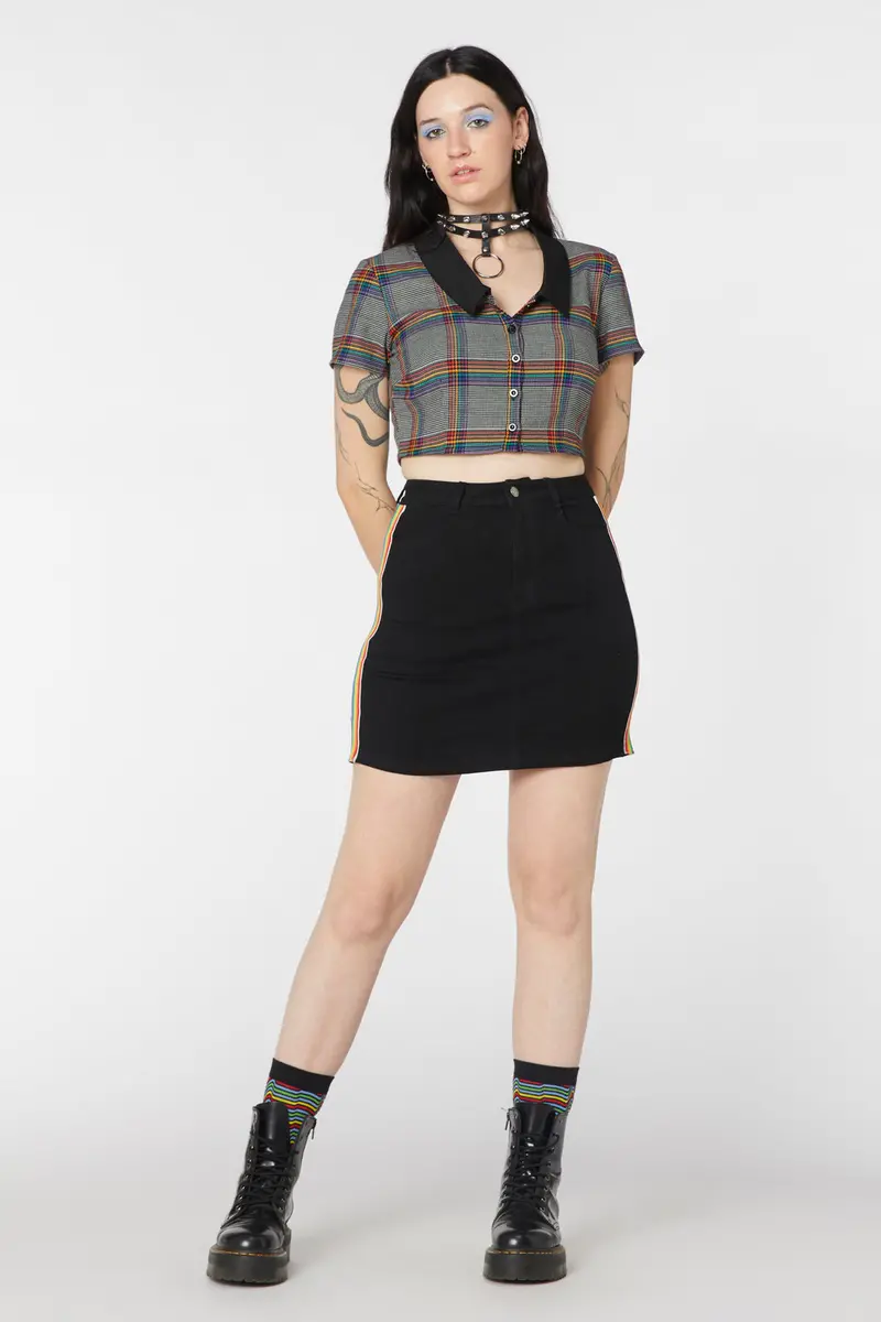 Denim Rainbow Mini Skirt 1