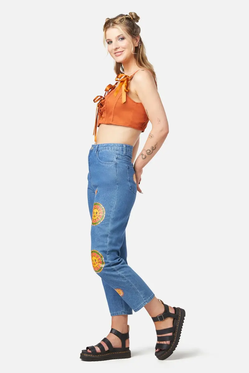 Denim Sun Embroidery Jean 1