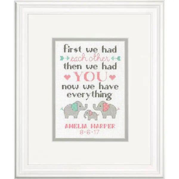 Dimensions Stitch Kit, Family Birth Record- 5X7in 1