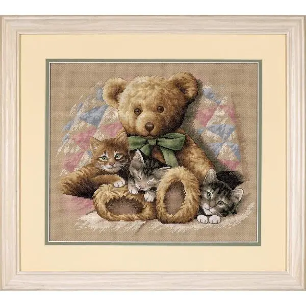 Dimensions Stitch Kit, Teddy & Kittens- 36X30cm 1