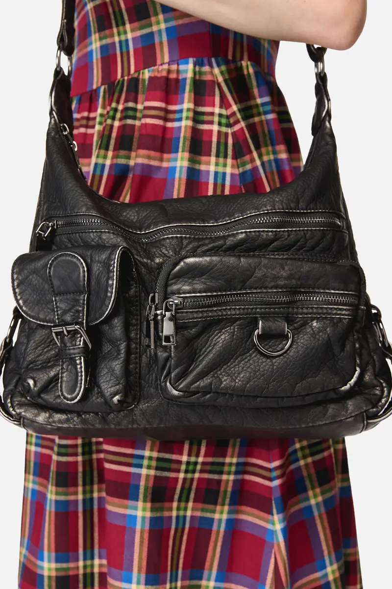 Distressed Black Zip Bag 1