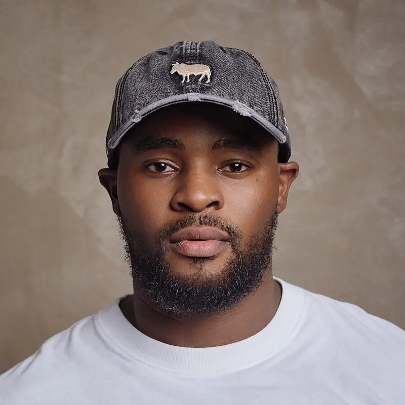 Distressed Denim Solid Nguni Cap - Mamba 1