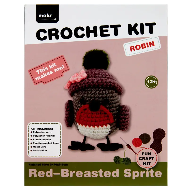 Diy Crochet Kit, Robin With Cap 1