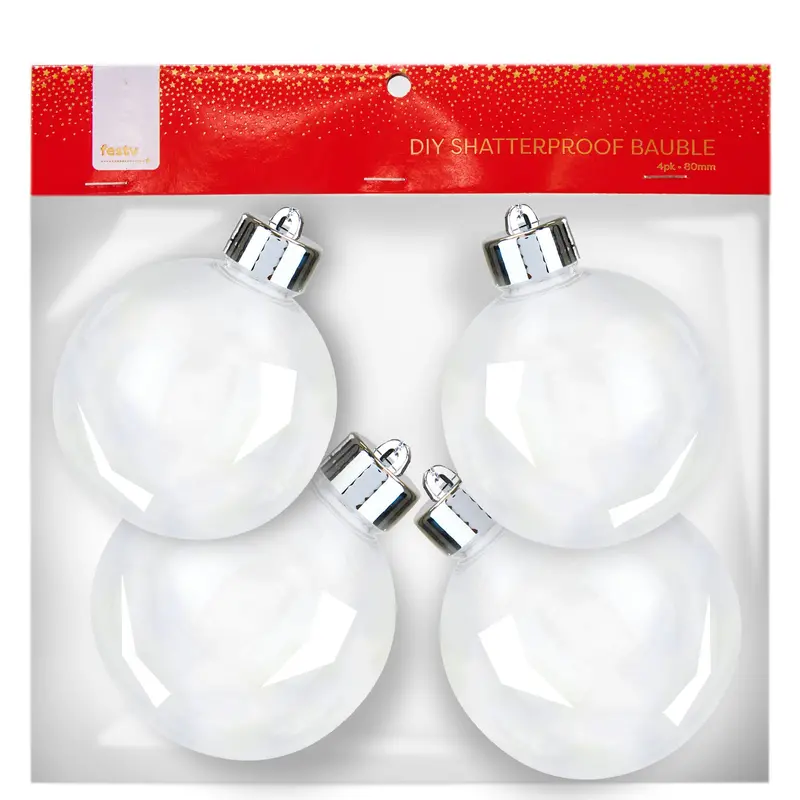 Diy Shatterproof Baubles - 4 Pack (80Mm/8Cm) 1