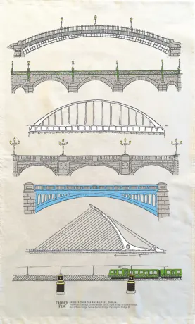 Dublin Bridges Tea Towel By Clover Rua 1