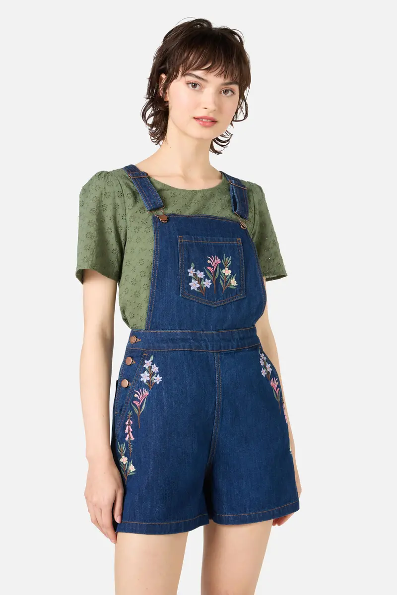 Eva Embroidered Short Overalls 1