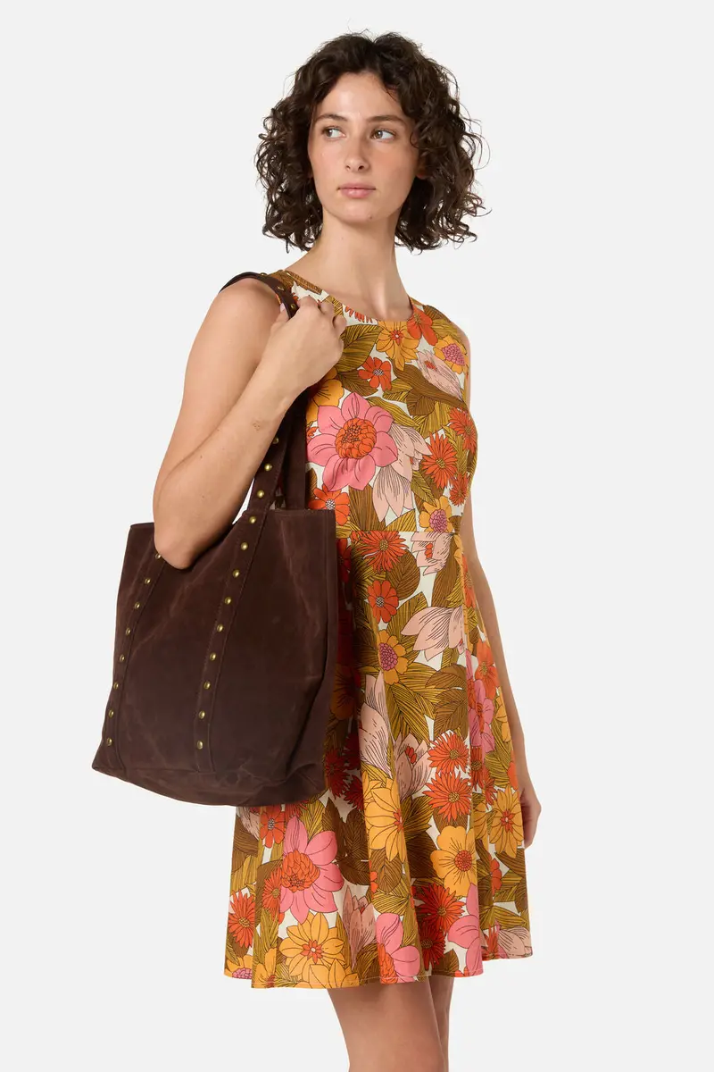 Faux Suede Stud Tote 1