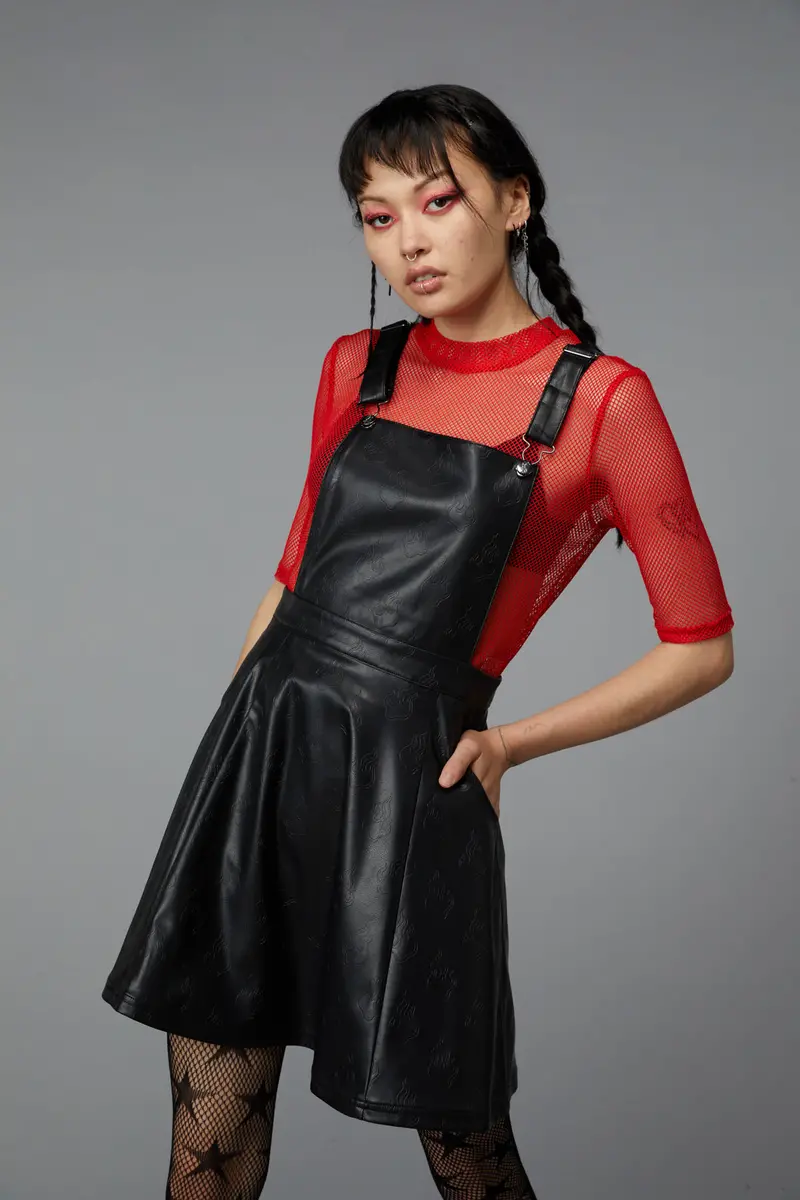 Flamin Embossed Pu Pinafore 1
