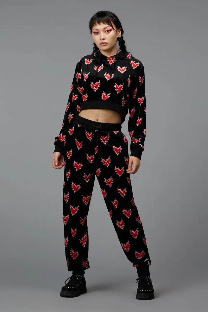 Flamin Hearts Velour Trackpant 1