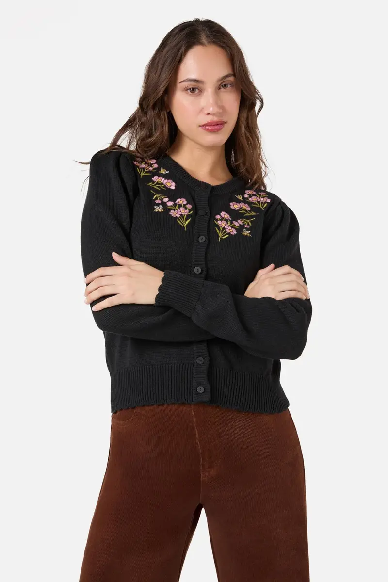 Flora Bee Embroidered Cardigan 1