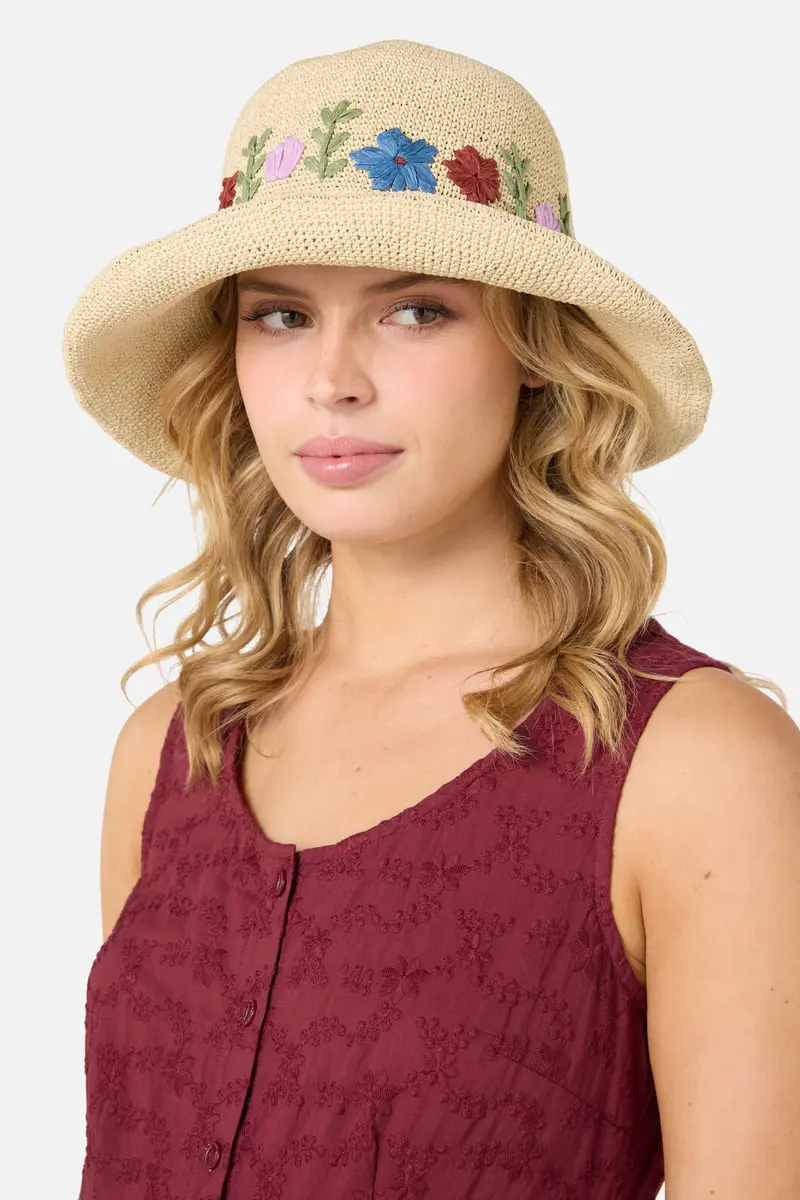 Floral Embroidered Sun Hat 1