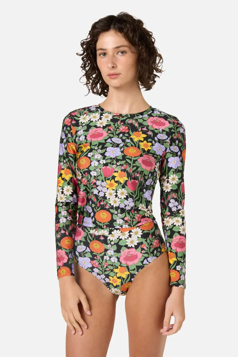 Floral Field Rashie Swim Top 1