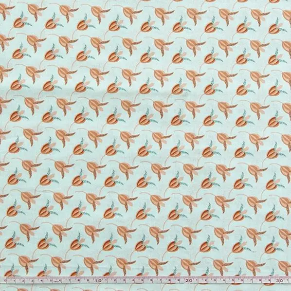 Floral Fiesta Cotton Fabric, Mint Floral Bud- Width 112Cm 1