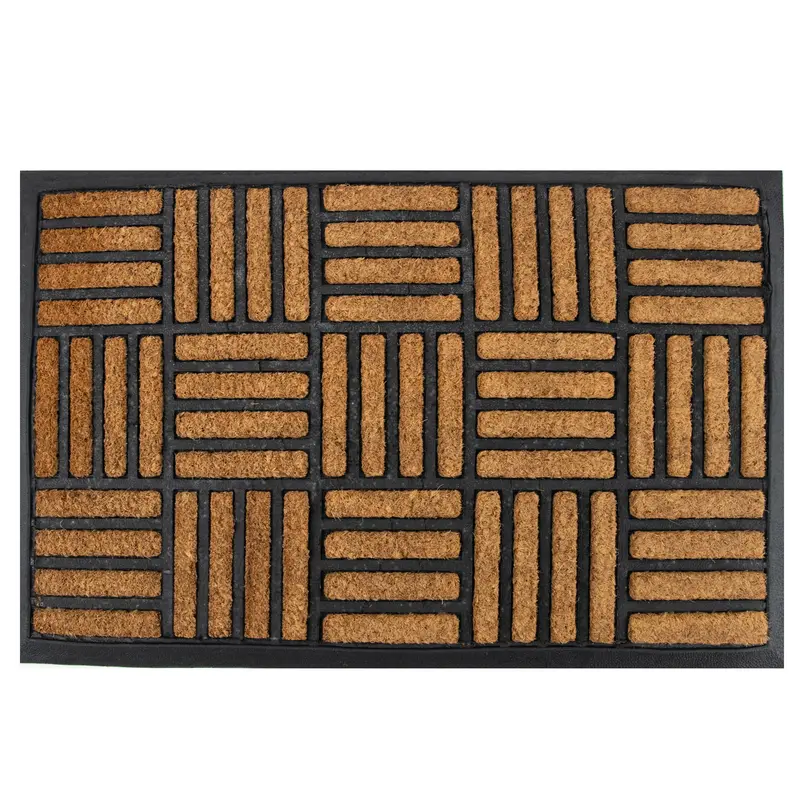 Formr Rubber Moulded Coir Brush Mat, Box Stripe- 40X60cm 1