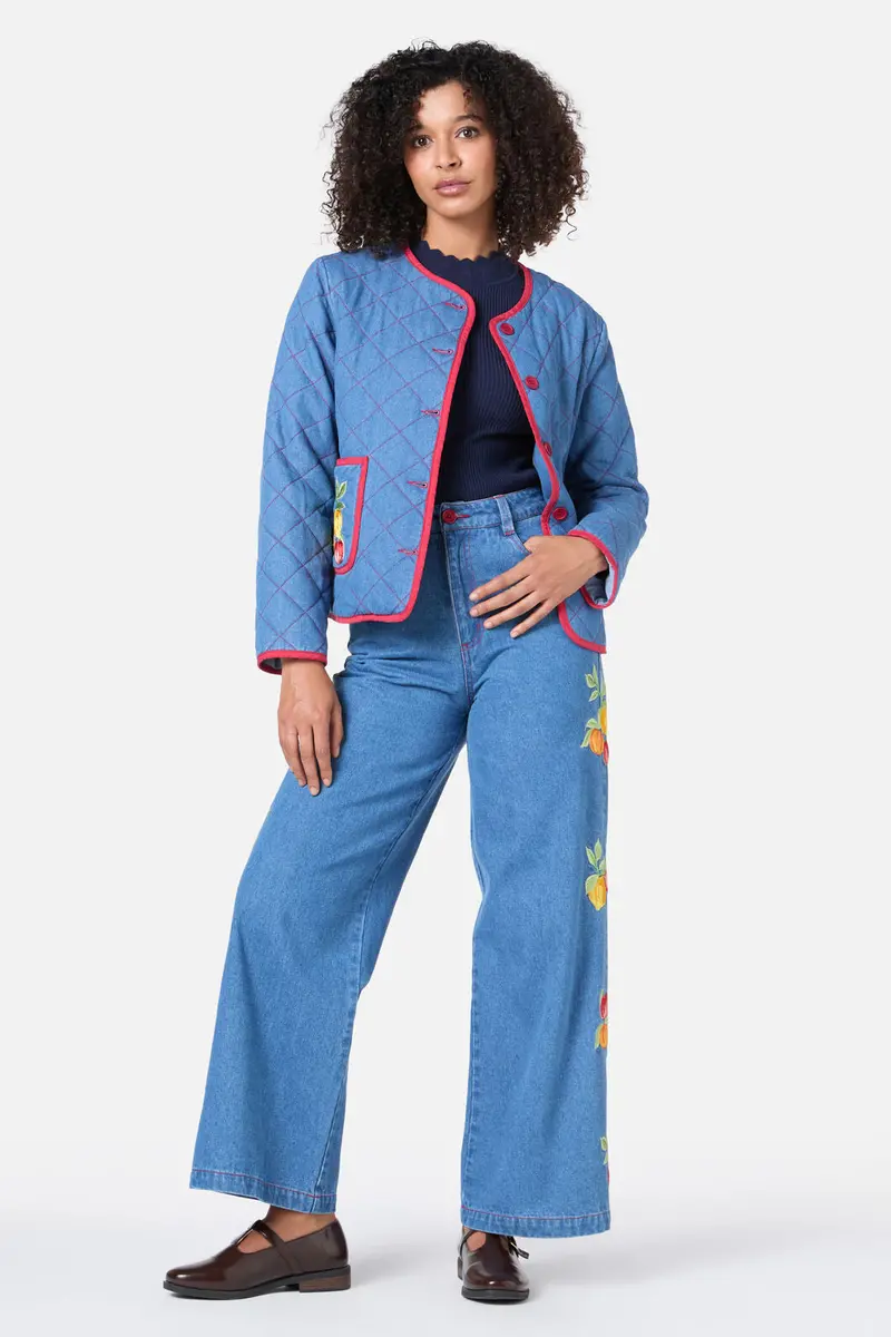 Fruit Embroidered Denim Jean 1