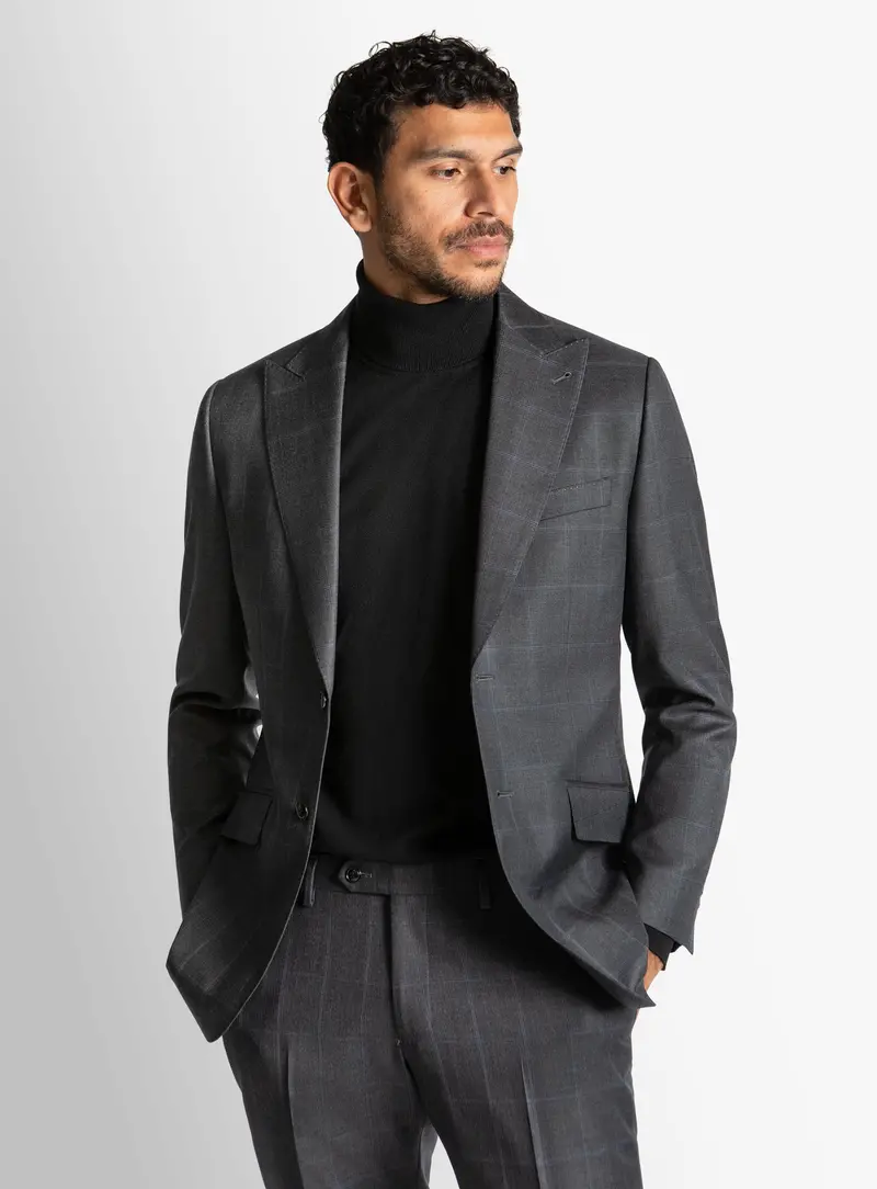 Gabriel Indigo Overcheck Suit 1
