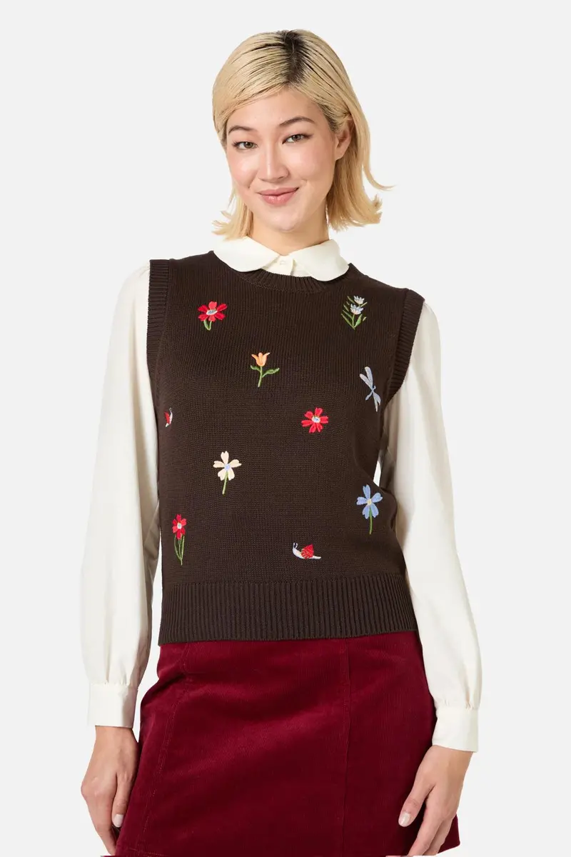 Garden Embroidered Knit Vest 1
