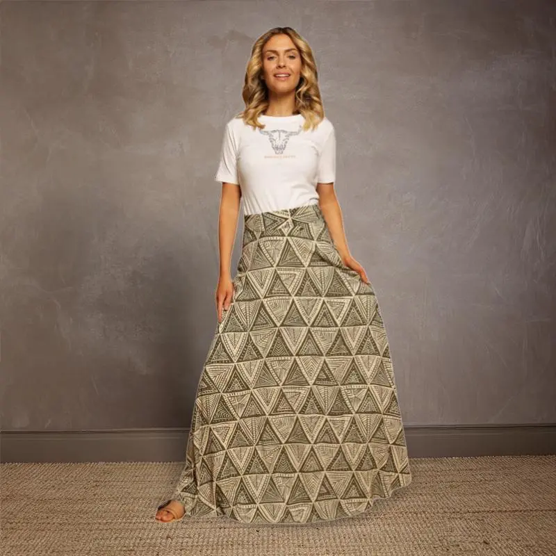 Geo Tribal Maxi Skirt - Fatigue 1