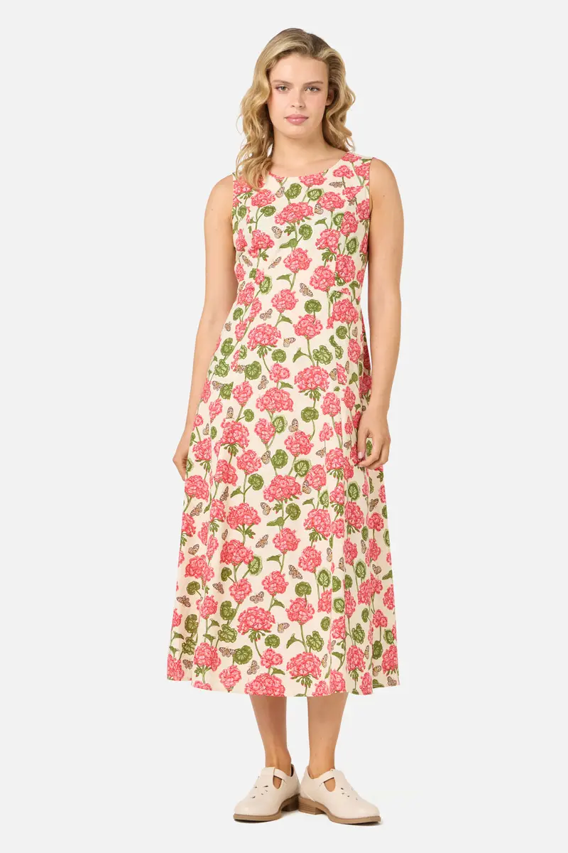 Geranium Flower Midi Dress 1
