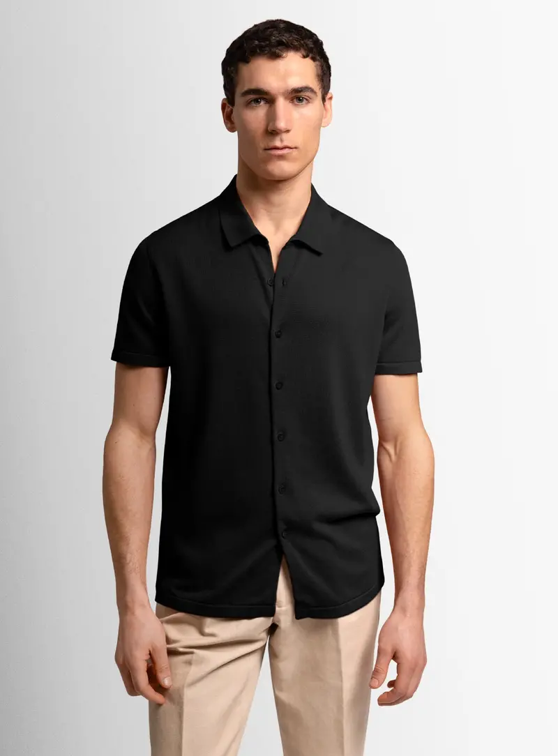 Gervasi Button-Up Black Polo 1