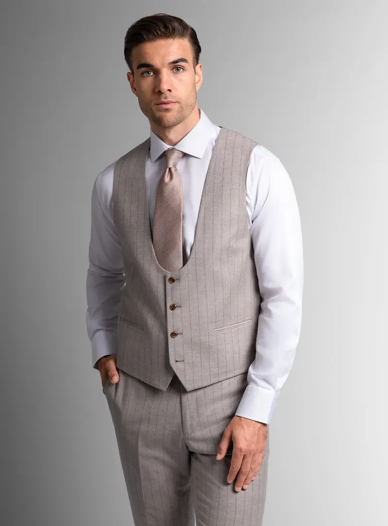 Giacomo Stripe Taupe Vest 1