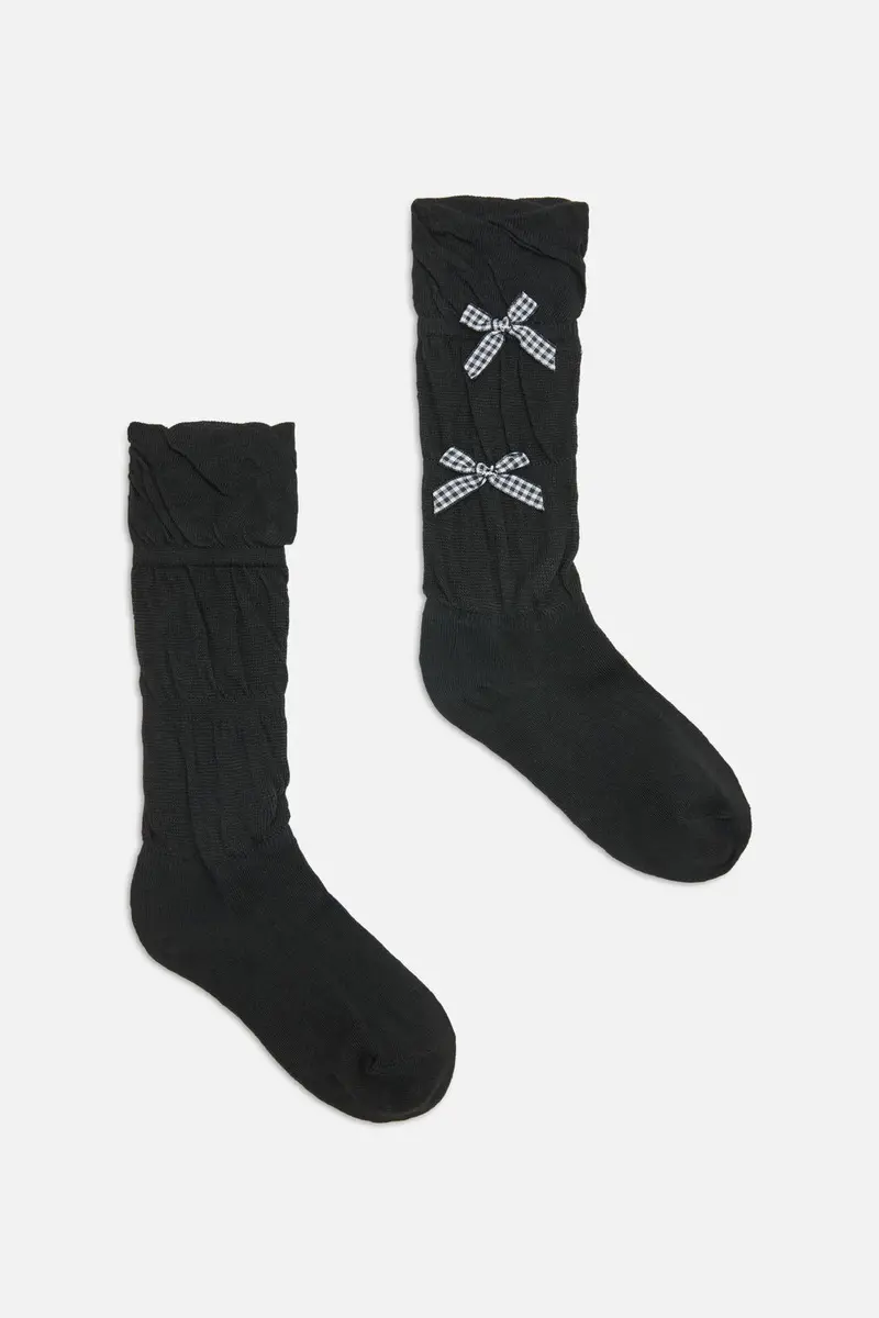 Gingham Bow Socks 1