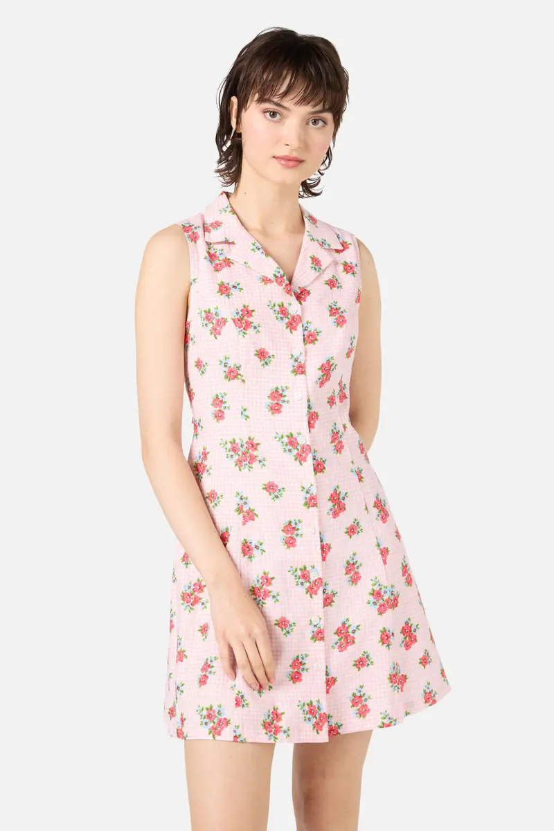 Gingham Floral Shirt Dress 1