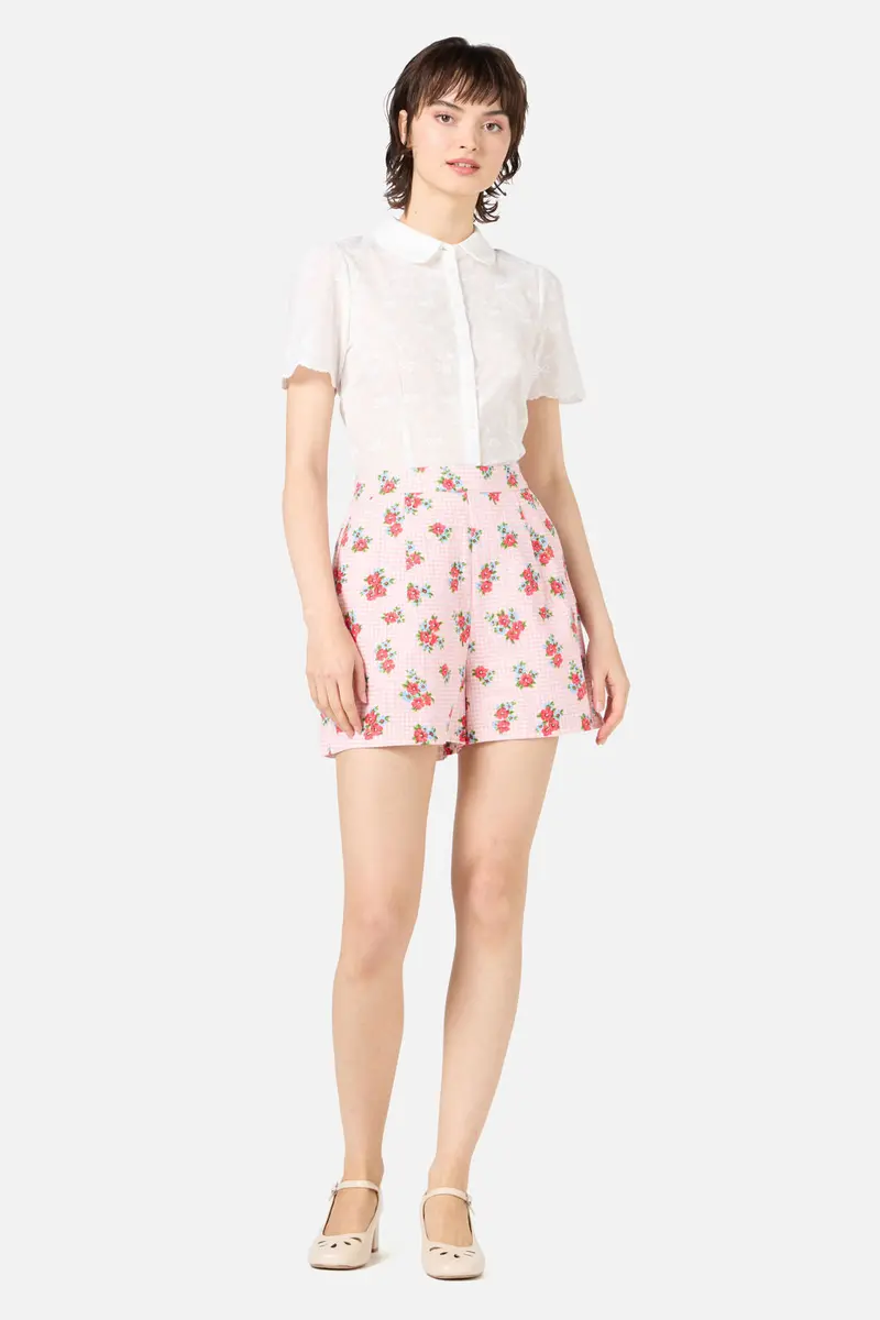 Gingham Floral Shorts 1