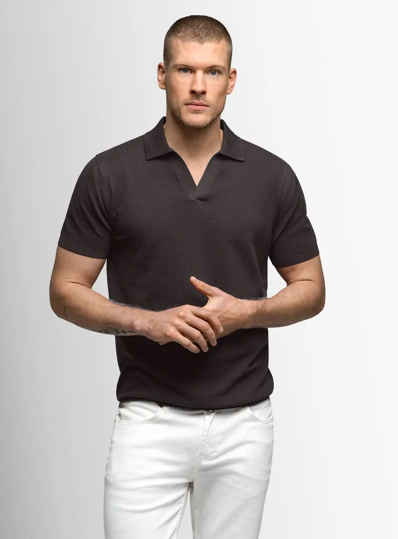 Giunta Textured Coffee Brown Polo 1