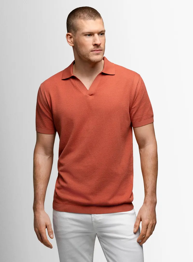 Giunta Textured Coral Orange Polo 1