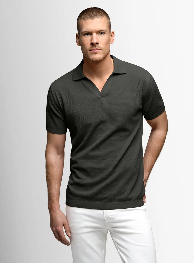 Giunta Textured Olive Green Polo 1