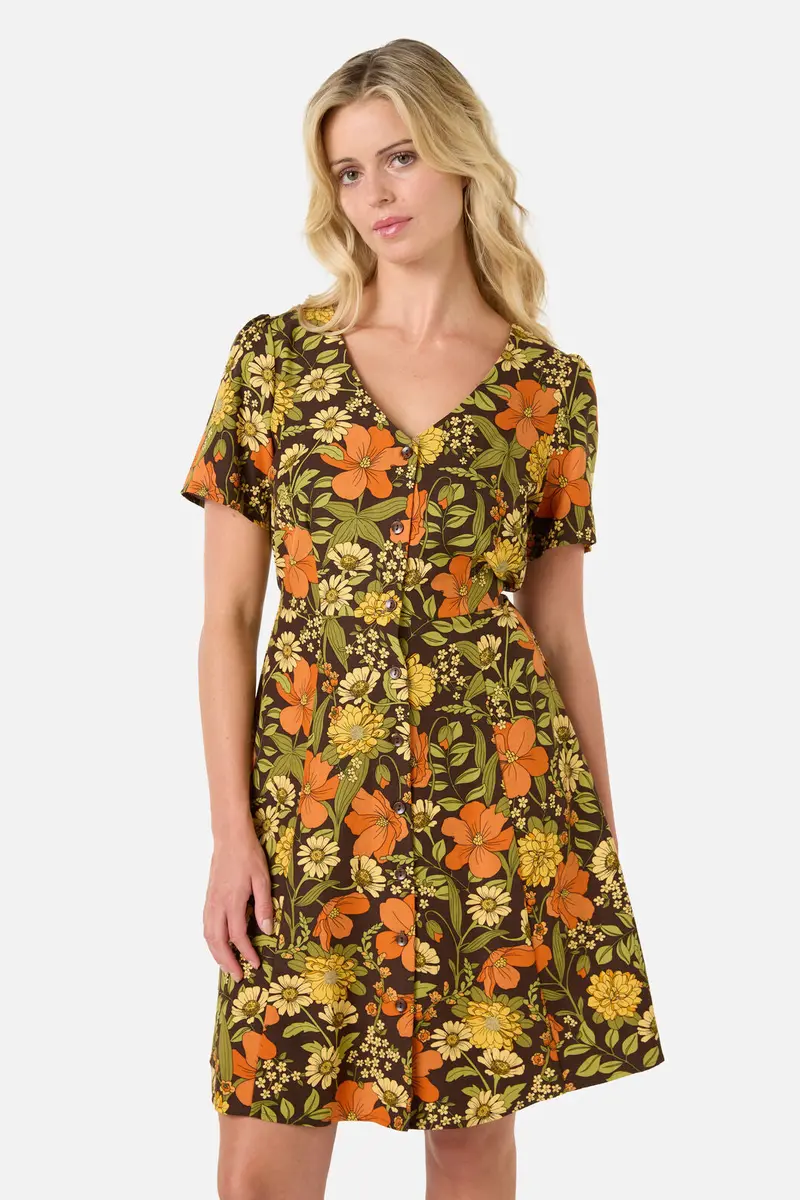 Gloria 70'S Floral Mini Dress 1