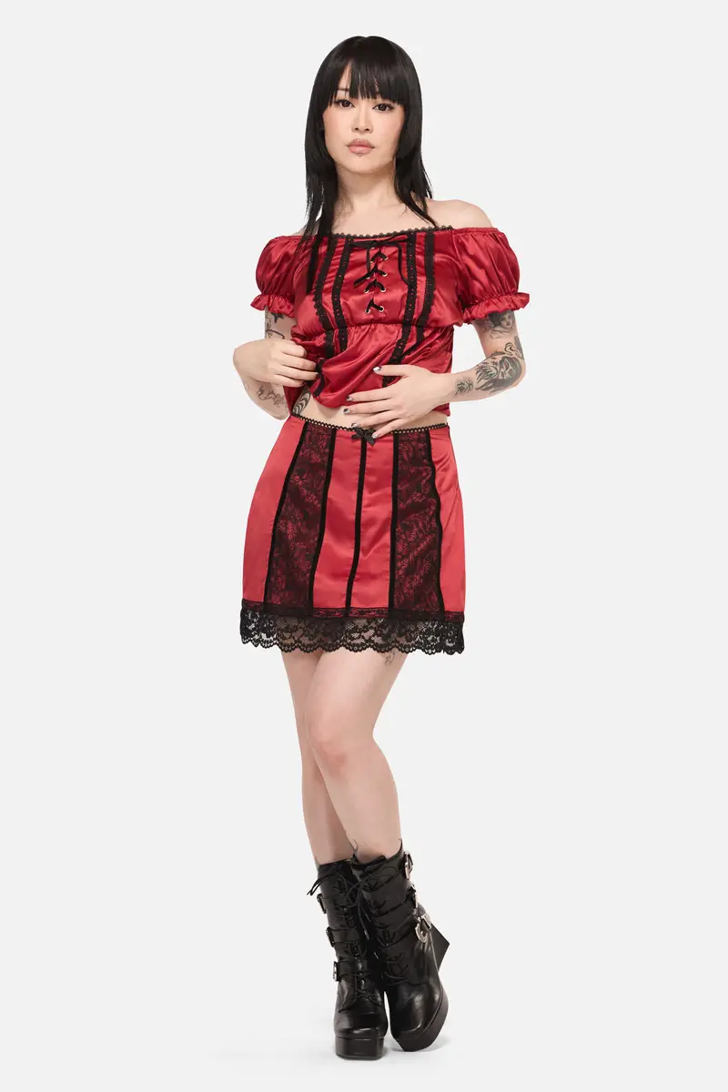 Goodie Goth Lace Trim Skort 1