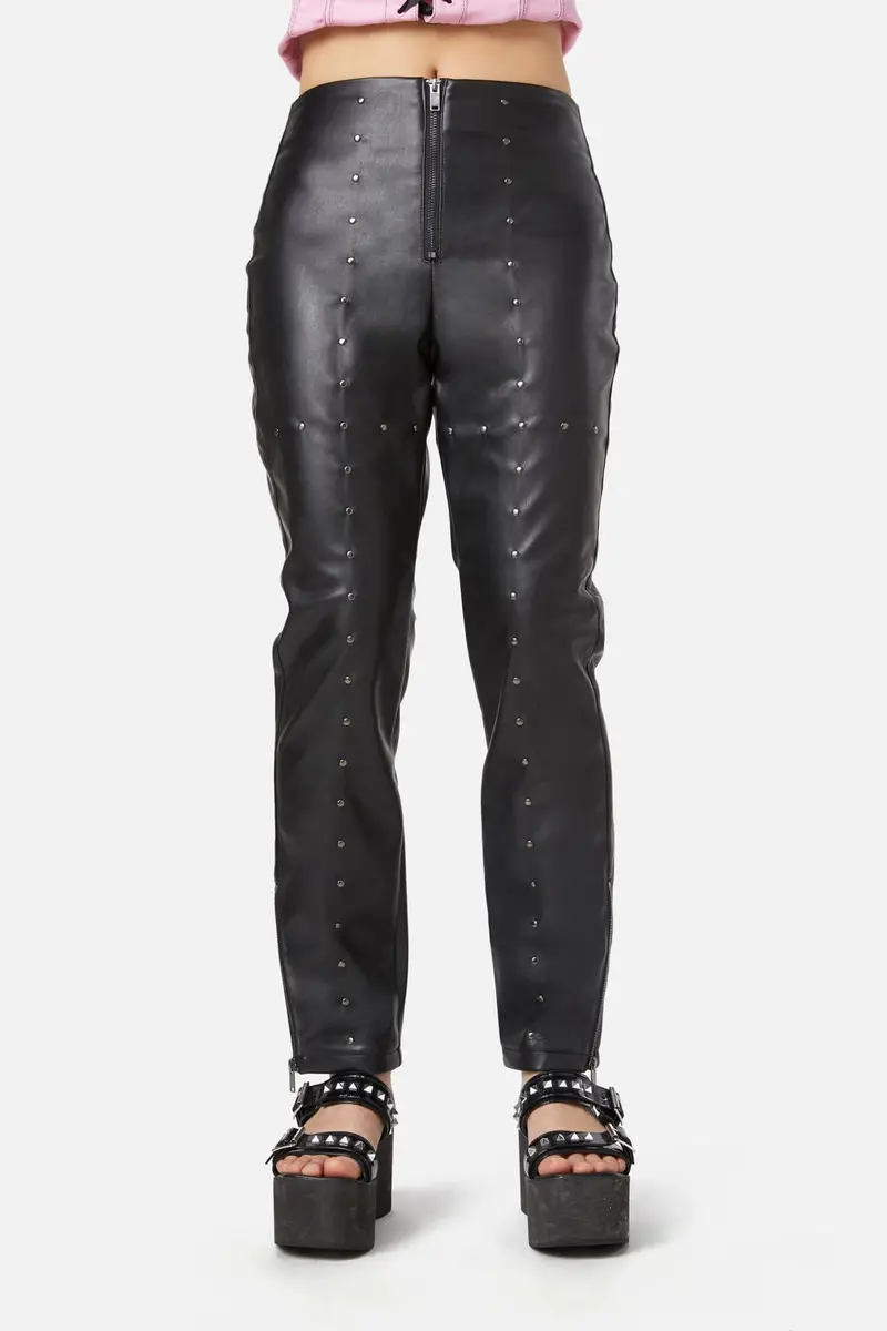 Goth Studded Pu Leggings 1