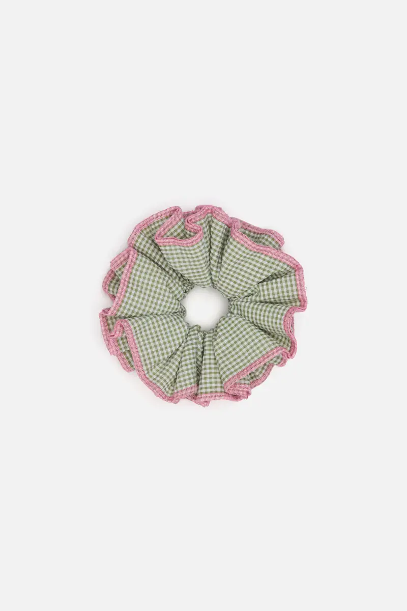 Green Gingham Scrunchie 1