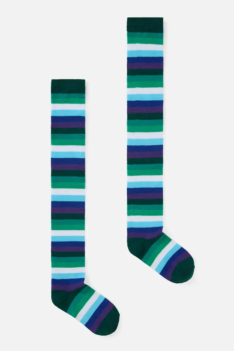 Green Long Striped Sock 1