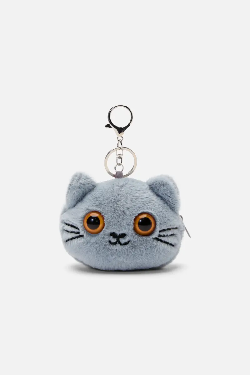 Grey Cat Bag Charm Coin Purse 1