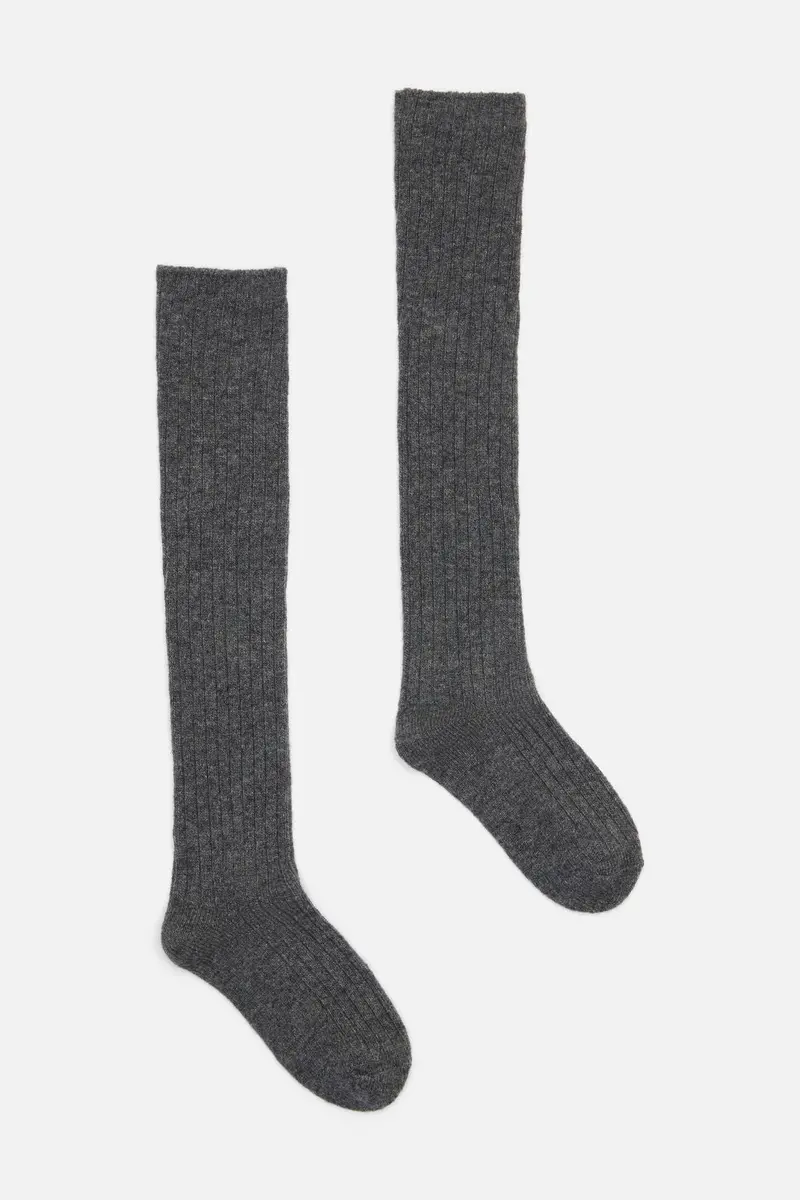 Grey Long Rib Sock 1