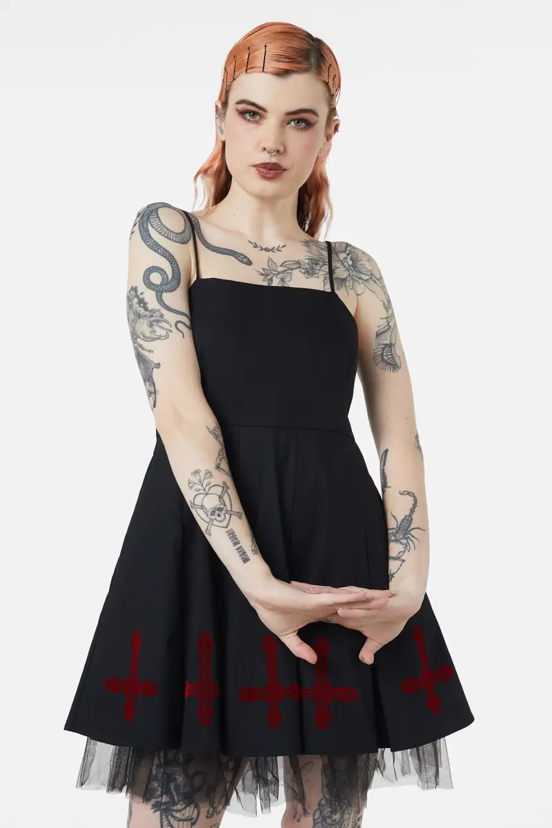 Hail Lilith Flocked Hem Bustier Dress 1