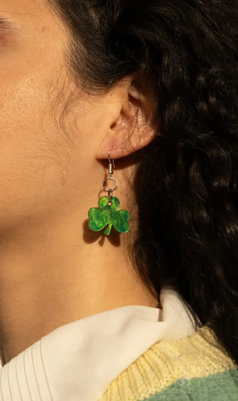 Handmade Shamrock Earrings Emerald Green 1