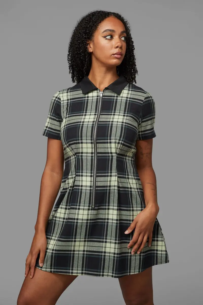 Haunted Bloom Tartan Skater Dress 1