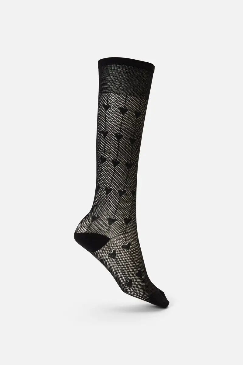Hearts Long Mesh Socks 1