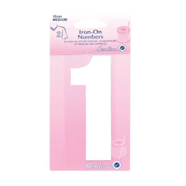 Hemline Iron On Numeral, White 1- 10Cm 1