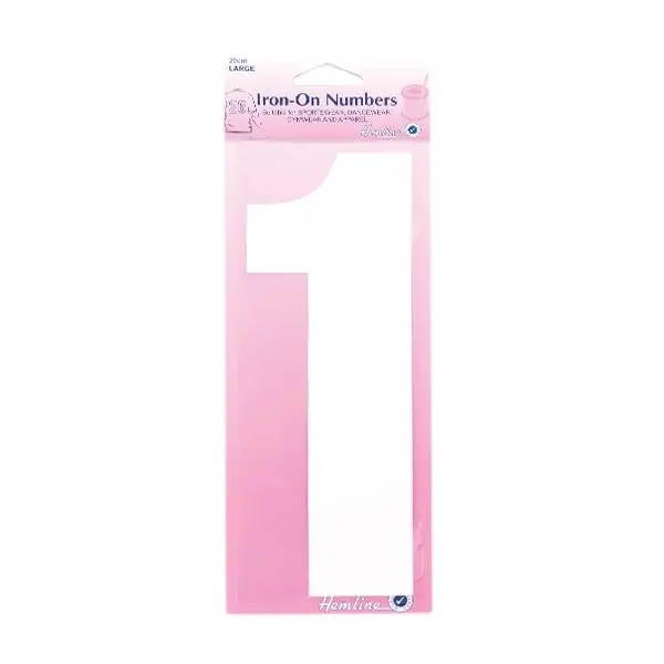 Hemline Iron On Numeral, White 1- 20Cm 1