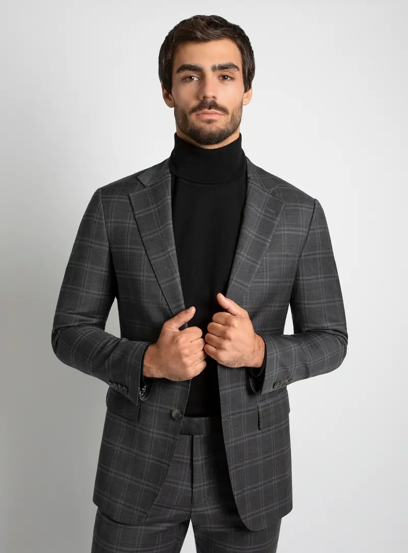 Heras Check Charcoal Suit 1